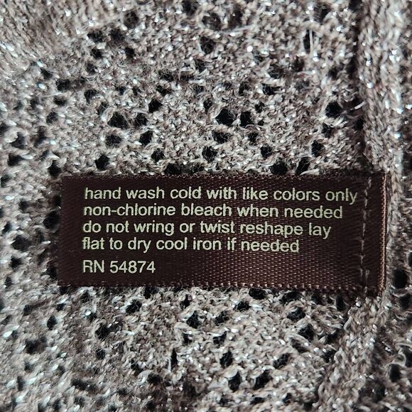 The Limited Taupe Open Knit Sweater with Metallic Gold Accents Size Medium - Picture 7 of 9